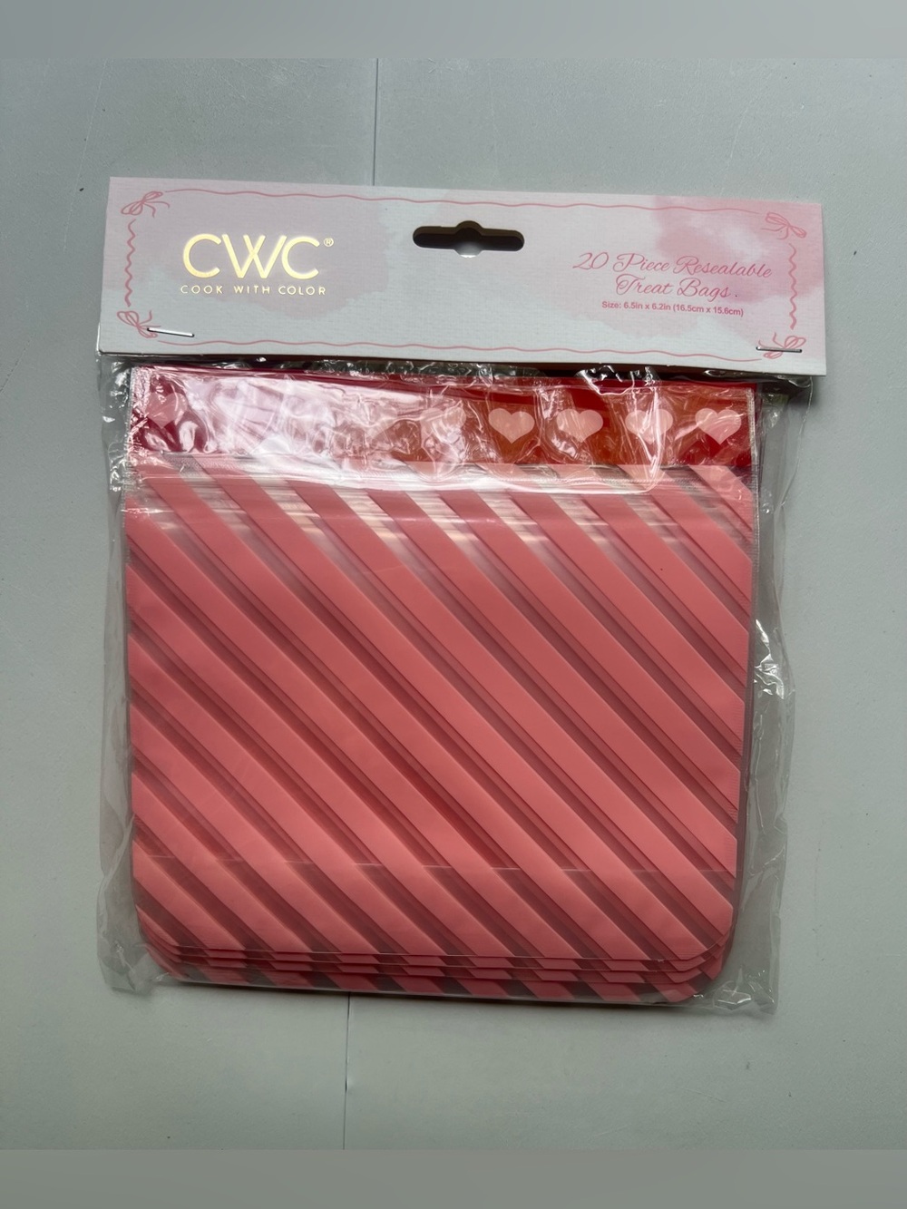 CWC Pink Striped Resealable Freat Bags - 20 Pack